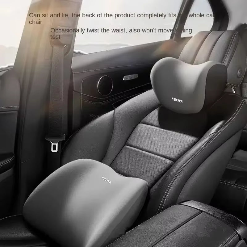 Compressible car headrest and lumbar support kit memory foam breathable seat cushion neck pillow interior decoration accessories