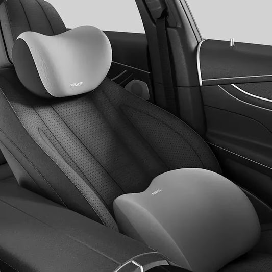 Compressible car headrest and lumbar support kit memory foam breathable seat cushion neck pillow interior decoration accessories