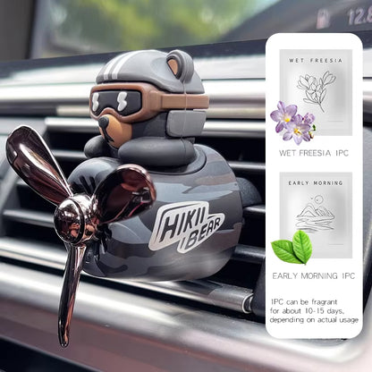 Rotating airplane camo bear pilot car air fresheners perfume diffuser fan vent clip auto accsesories decorations fragrance aroma