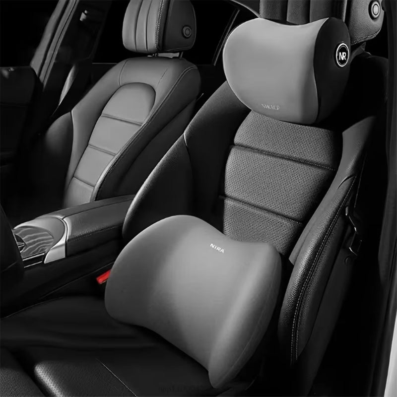 Compressible car headrest and lumbar support kit memory foam breathable seat cushion neck pillow interior decoration accessories