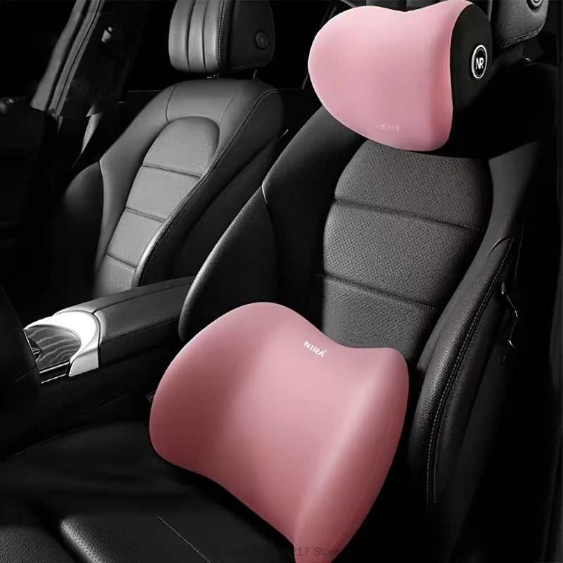 Compressible car headrest and lumbar support kit memory foam breathable seat cushion neck pillow interior decoration accessories