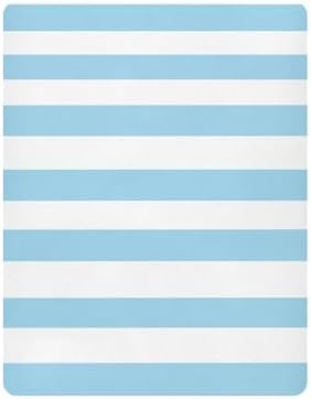 Fitted Crib Sheet Blue White Stripes Stretchy Playard Sheet for Baby