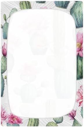 Cactus Flowers Crib Sheets for Pack N Play and Mini Crib