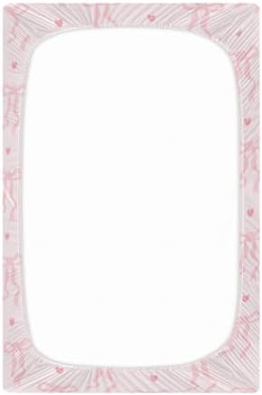 KICPOAY Fitted Crib Sheets with Coquette Ribbon Bow Hearts Pattern