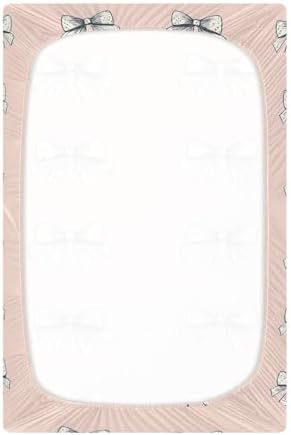 Wassud Cute Bow Crib Sheets Breathable Pack and Play Fitted 27x39 Inch
