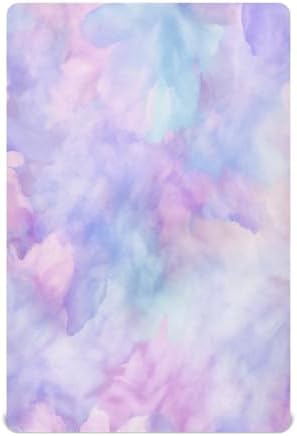 Wassud Lavender Tie Dye Crib Sheets for Boys Girls