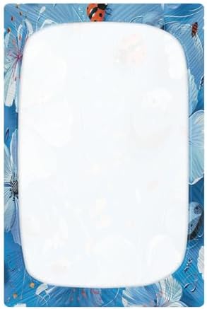 Wassud Sky-Blue Flower Crib Sheets Set