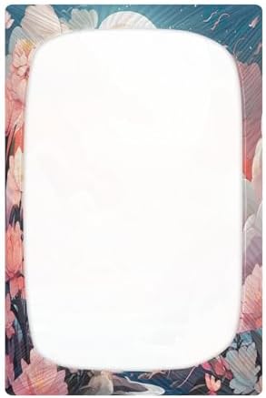 Wassud Pink Sky White Clouds Crib Sheets Pack and Play Fitted