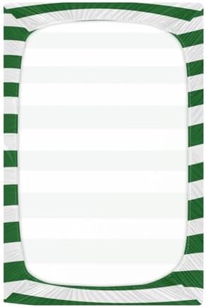 KICPOAY Fitted Crib Sheets with White and Green Stripes