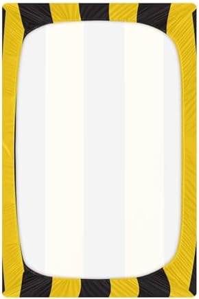 JIPONI Bees Stripe Soft Crib Sheet - Pack Play Fitted Sheet