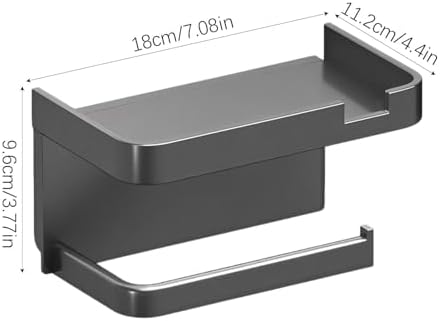 Toilet Paper Holder with Phone Shelf - Adhesive Wall Mount