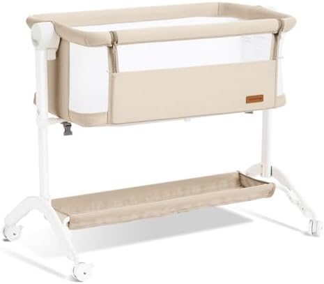 Taylengrow Baby Bassinet Bedside Sleeper - All-Mesh Portable 5 Adjustable Heights