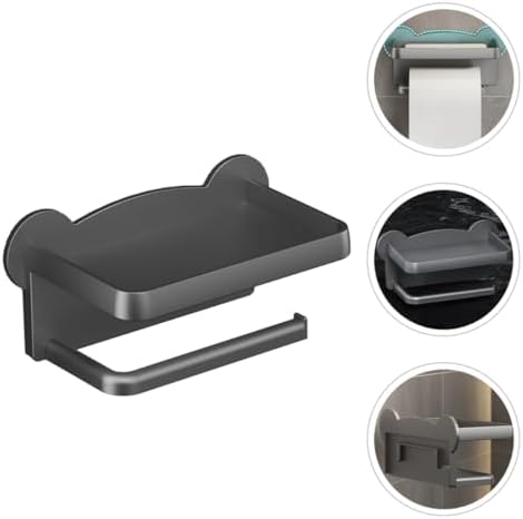 HOMSFOU Grey Toilet Paper Holder Wall Mount Organizer