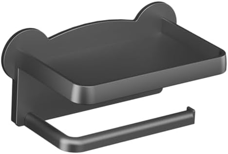 Wall-Mounted Paper Towel Holder with Shelf Gray Double Roll Hanger