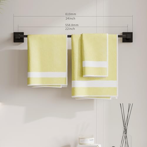 Ruacq 21 Inch Matte Black Towel Bar Stainless Steel Modern Wall Mount