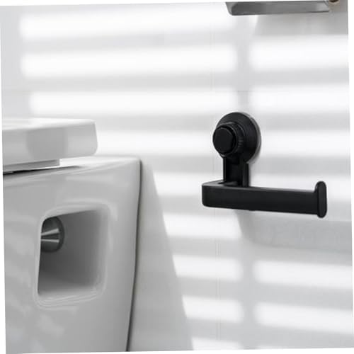 MOUNTTU Suction Cup Toilet Paper Holder 6x3x4 Wall-Mounted Black