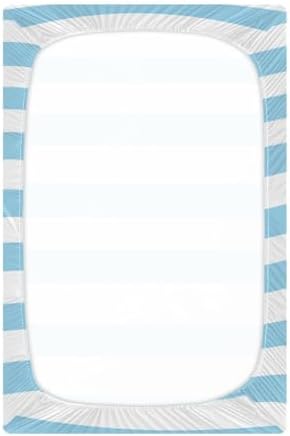 Fitted Crib Sheet Blue White Stripes Stretchy Playard Sheet for Baby