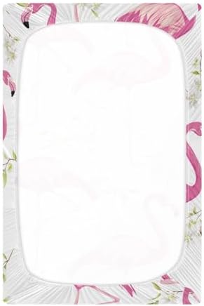 Jihqo Tropical Leaf Flamingos Crib Sheets Set