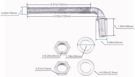 Dailydanny J-Bolt Post Hinge 6 Galvanized Steel Gate Hardware