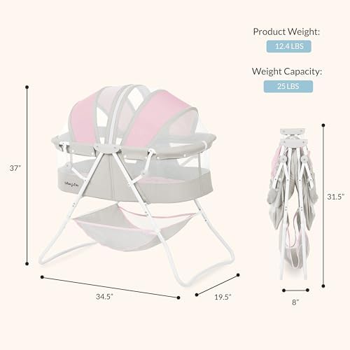 Dream On Me Karley Bassinet Grey and Pink