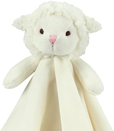 CREVENT Cozy Plush Baby Security Blanket Loveys with Animal Face Ivory Sheep