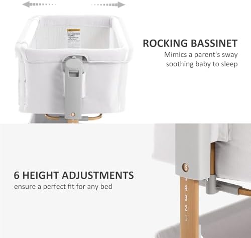 LovliTod 3-in-1 Adjustable Bedside Bassinet with Comfy Mattress