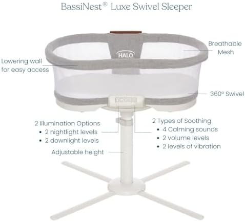 HALO BassiNest Luxe Swivel Sleeper - Dove Grey Tweed