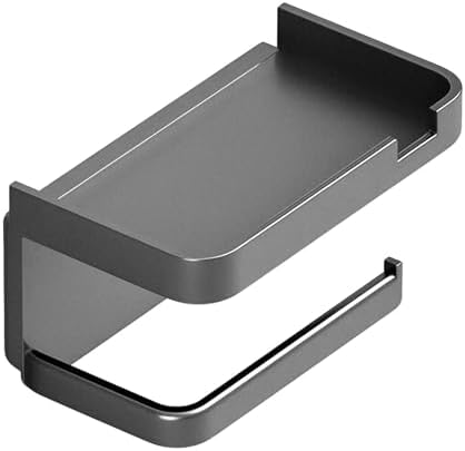 Toilet Paper Holder with Phone Shelf - Adhesive Wall Mount