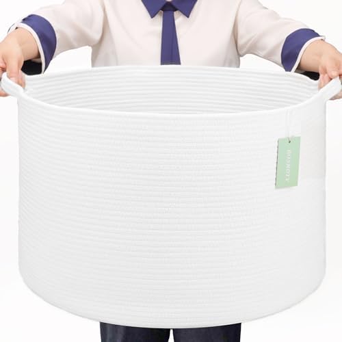 Extra Large Cotton Rope Basket 22x14 White