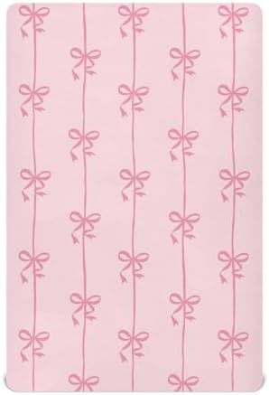 KICPOAY Fitted Crib Sheets with Bow Ribbons Stripy Design