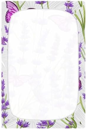 Jihqo Lavender Butterflies Crib Sheets for Baby 52x28 inch