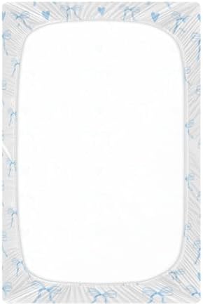 KICPOAY Fitted Crib Sheets Blue Bow Heart Pattern