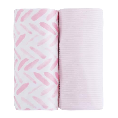 Viviland Jersey Swaddle Blanket 40x30 Inches 2 Pcs Pink Leaf
