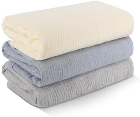 Arnzion 3 Pack Muslin Swaddle Blankets 40x40in - Ultra Soft and Breathable