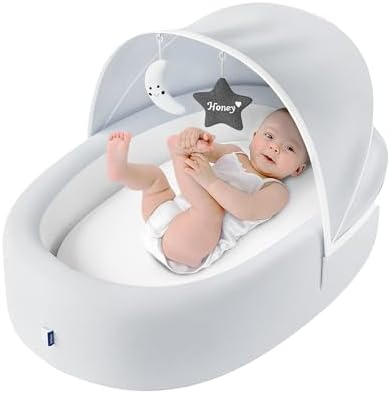 Biliboo Premium Baby Lounger Nest Foldable Travel Bassinet with Mesh Canopy and Toys
