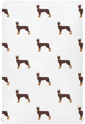 KICPOAY Fitted Crib Sheets Doberman Cartoon Stretchy Playard Sheets for Baby Toddler