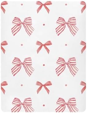 Fitted Crib Sheets with Red Stripe and Coquette Bow Dots