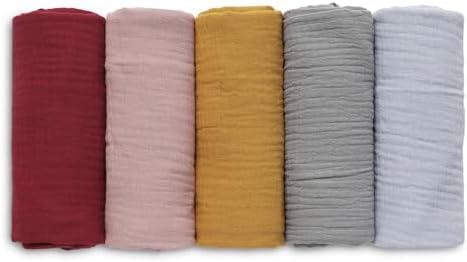 LYRICHOM Muslin Swaddling Blankets 5 Pack