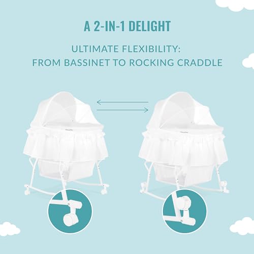 Dream On Me Lacy Portable Bassinet with Cradle Conversion