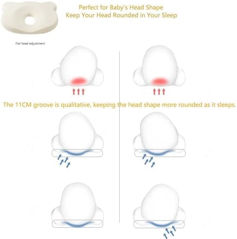 Memory Foam Baby Pillow for Newborns with Flat Head Prevention