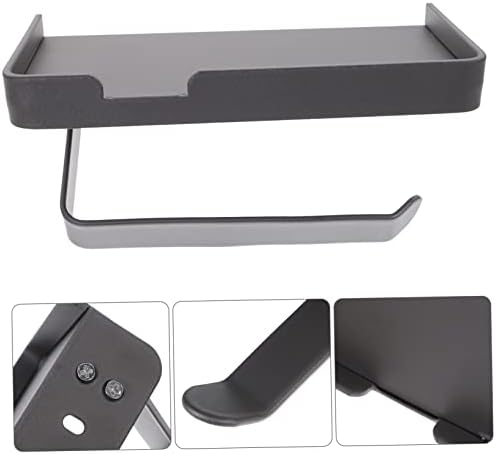Toilet Paper Holder Wall Mount with Shelf Multipurpose Bathroom Storage