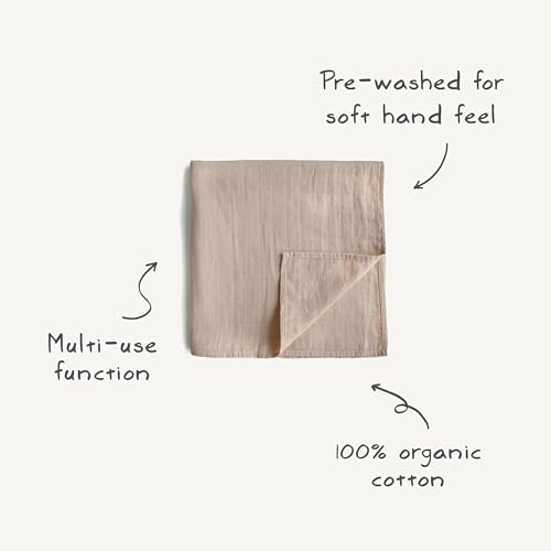 Mushie Muslin Baby Swaddle Blanket - Sage