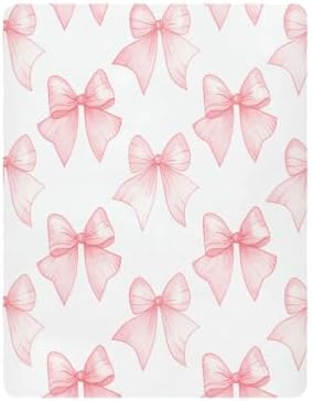 Pink Ribbon Bows Crib Sheets for Pack N Play and Mini Crib