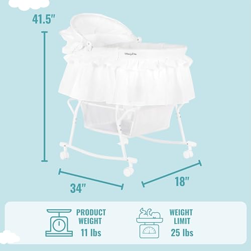 Dream On Me Lacy Portable Bassinet with Cradle Conversion
