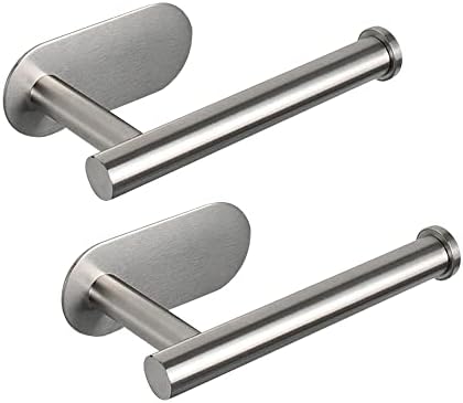 Self Adhesive Toilet Paper Holder 2 Pack Silver