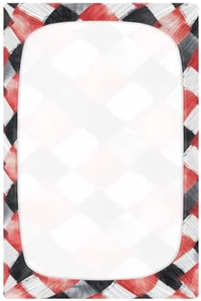Wassud Red and Black Gingham Crib Sheets Set