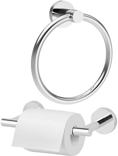 Polished Chrome Toilet Paper Holder Towel Ring Set