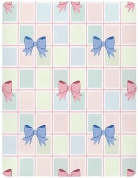 Jihqo Blue Pink Bow Crib Sheets Pack N Play
