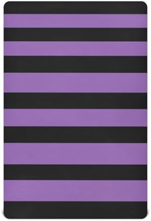 KICPOAY Black Purple Striped Crib Sheets for Baby Toddler