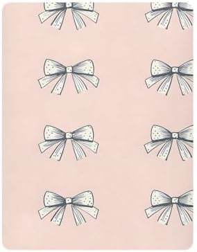 Wassud Cute Bow Crib Sheets Breathable Pack and Play Fitted 27x39 Inch